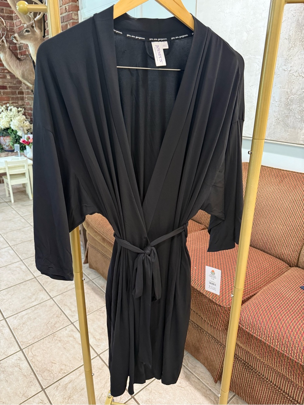 Joyspun Black Dreamy Soft Robe L-XL NWT Pockets